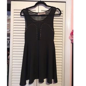 Black studded mesh dress
